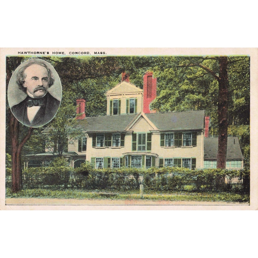 Vintage Hawthorne's Home Concord Mass Postcard Tichnor Bros Linen VG - Picture 1 of 2